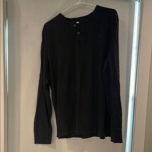 Black Long Sleeve Henley Shirt